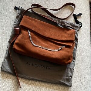 NWT Allsaints Medium Lafayette Shoulder Suede Handbag
